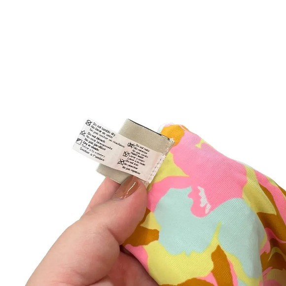 Maaji Smocked Twist Front Bikini Top Blue Palm Tree Tropical Print Size Medium - Picture 11 of 11